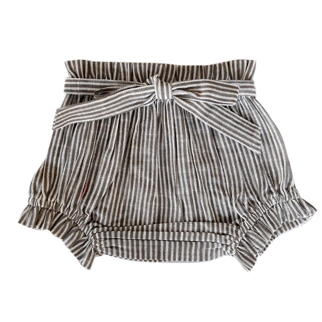 Brown Striped Shorts-Style Diaper Cover