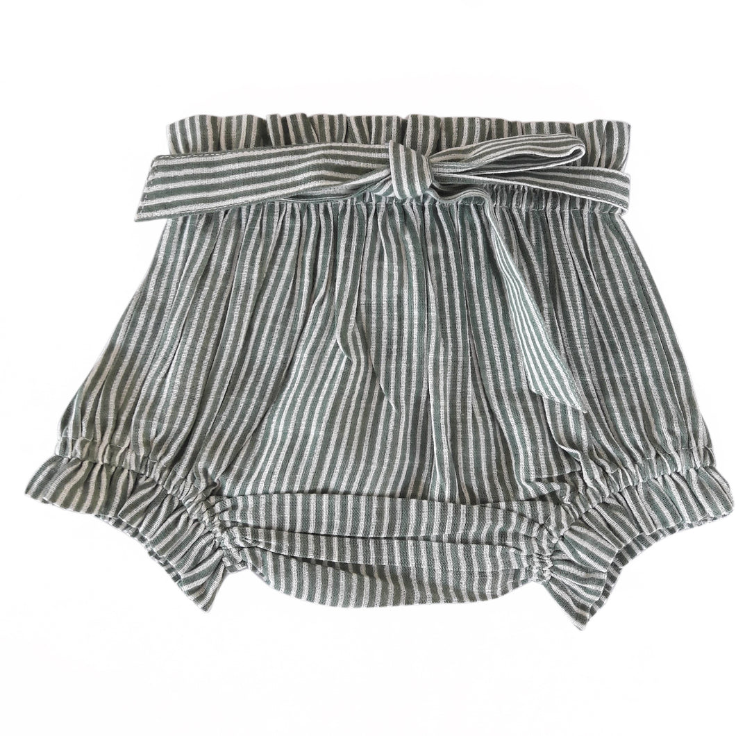 Green Striped Shorts-Style Diaper Cover
