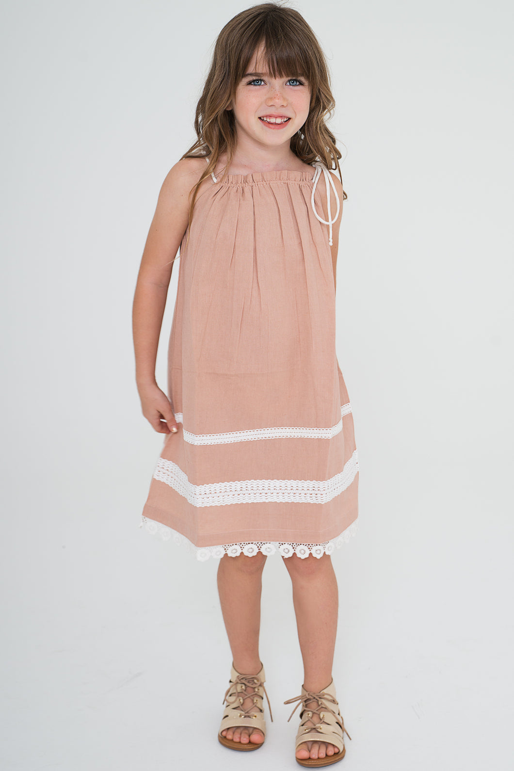 Blush Pillow-case Lace Dress - Kids Wholesale Boutique Clothing, Dress - Girls Dresses, Yo Baby Wholesale - Yo Baby