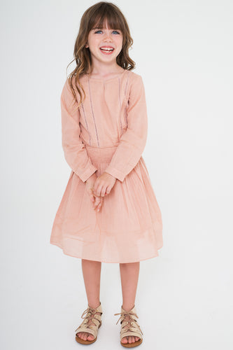 Blush Lace Detail Dress - Kids Wholesale Boutique Clothing, Dress - Girls Dresses, Yo Baby Wholesale - Yo Baby