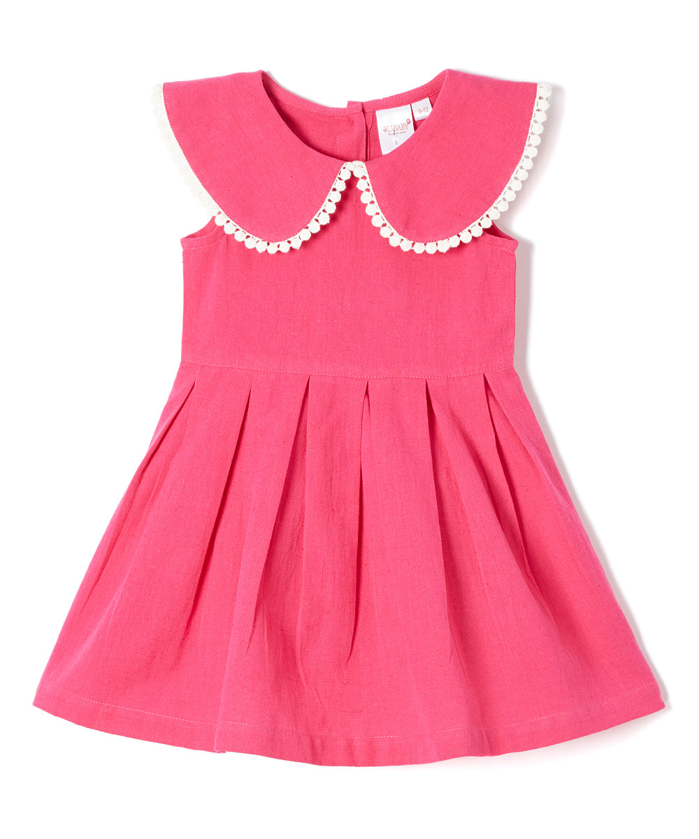Fuchsia Big Peter-Pan Collar Infant Dress - Kids Wholesale Boutique Clothing, Dress - Girls Dresses, Yo Baby Wholesale - Yo Baby