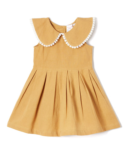 Tan Big Peter-Pan Collar Infant Dress - Kids Wholesale Boutique Clothing, Dress - Girls Dresses, Yo Baby Wholesale - Yo Baby