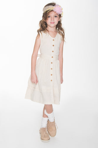 Off -White Pin-Tuck Shirt Dress - Kids Wholesale Boutique Clothing, Dress - Girls Dresses, Yo Baby Wholesale - Yo Baby