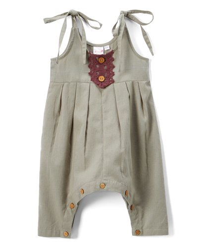 Grey Infant Jumpsuit with Burgundy Lace Detail - Kids Wholesale Boutique Clothing, Dress - Girls Dresses, Yo Baby Wholesale - Yo Baby