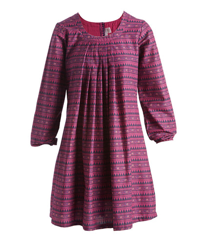 Purple Geometric Pleated Shift Dress - Kids Wholesale Boutique Clothing, Dress - Girls Dresses, Yo Baby Wholesale - Yo Baby