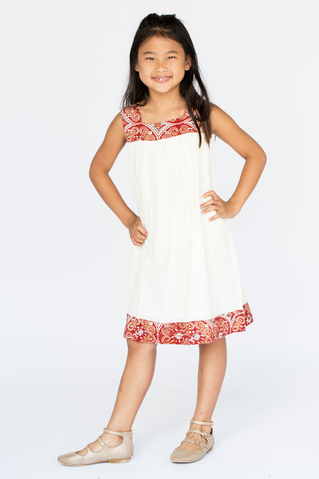 Red & White Baby Doll Dress - Kids Wholesale Boutique Clothing, Dress - Girls Dresses, Yo Baby Wholesale - Yo Baby