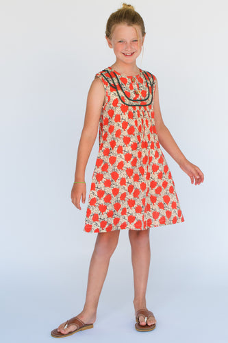 Peach Shift Dress With Lace Detail - Kids Wholesale Boutique Clothing, Dress - Girls Dresses, Yo Baby Wholesale - Yo Baby