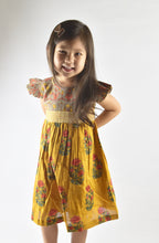 Mustard Multi Print Flutter Sleeves Belted Dress - Kids Wholesale Boutique Clothing, Dress - Girls Dresses, Yo Baby Wholesale - Yo Baby