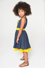 Navy & Yellow Lace Detail dress - Kids Wholesale Boutique Clothing, Dress - Girls Dresses, Yo Baby Wholesale - Yo Baby