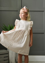 Peach Pinstripes Ruffle Sleeve Shift Dress Dress Yo Baby Wholesale 