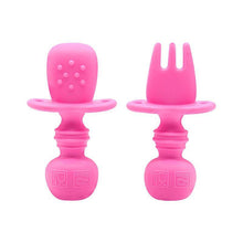 Silicone Fork & Spoon Set - Self Feeding Training Set Yo Baby India Pink 