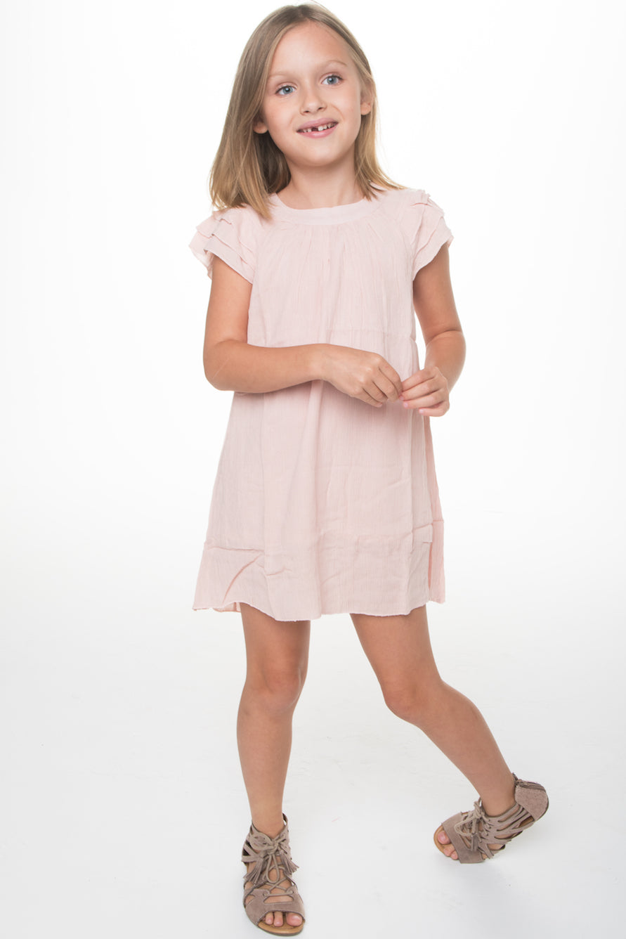 Pink Frill Dress - Kids Wholesale Boutique Clothing, Dress - Girls Dresses, Yo Baby Wholesale - Yo Baby