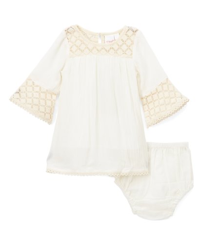 Off-White Lace Detail Dress - Kids Wholesale Boutique Clothing, Dress - Girls Dresses, Yo Baby Wholesale - Yo Baby
