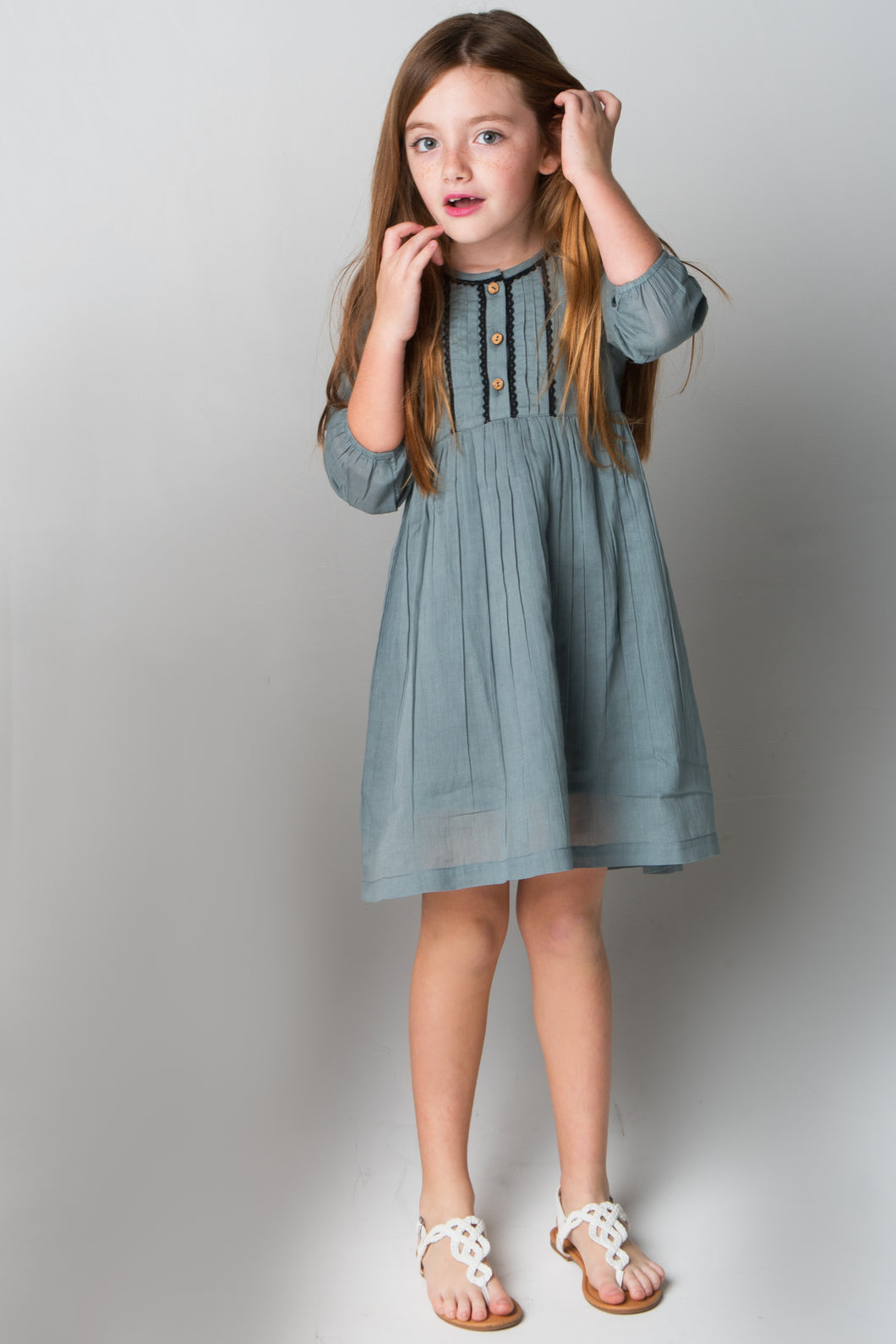 Grey Lace Detail Dress - Kids Wholesale Boutique Clothing, Dress - Girls Dresses, Yo Baby Wholesale - Yo Baby