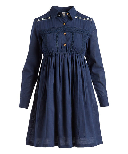 Navy Lace Detail Shirt-Dress