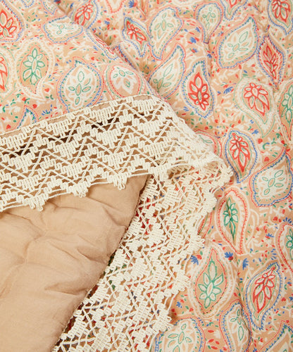 Lace-Trim Paisley Quilted Blanket