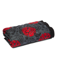 Charcoal-Trim & Scarlet Abstract Quilted Blanket