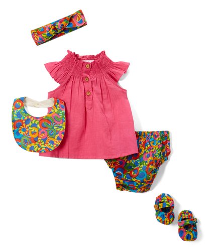 Solid Pink Top with Geometrical Print 5 pc. Set - Kids Wholesale Boutique Clothing, 5-pc. Set - Girls Dresses, Yo Baby Wholesale - Yo Baby