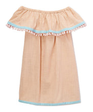 Blush and Light Blue Off-Shoulder Dress - Kids Wholesale Boutique Clothing, Dress - Girls Dresses, Yo Baby Wholesale - Yo Baby