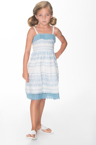 Light Blue and White Lace Dress - Kids Wholesale Boutique Clothing, Dress - Girls Dresses, Yo Baby Wholesale - Yo Baby