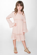 Pink Lace Detail Long Bell Sleeves Dress - Kids Wholesale Boutique Clothing, Dress - Girls Dresses, Yo Baby Wholesale - Yo Baby