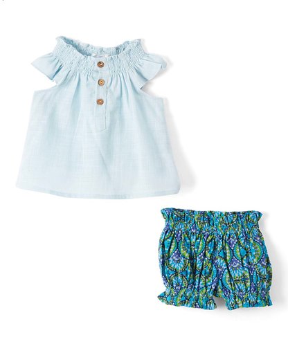 Bora-Bora Blue Top and Shorts 2pc.set Top and Bottom - Kids Wholesale Boutique Clothing, 2-pc. set - Girls Dresses, Yo Baby Wholesale - Yo Baby