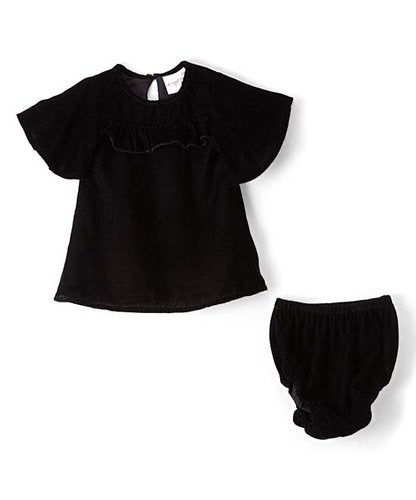 Black Velvet Infant Ruffle Dress - Kids Wholesale Boutique Clothing, Dress - Girls Dresses, Yo Baby Wholesale - Yo Baby