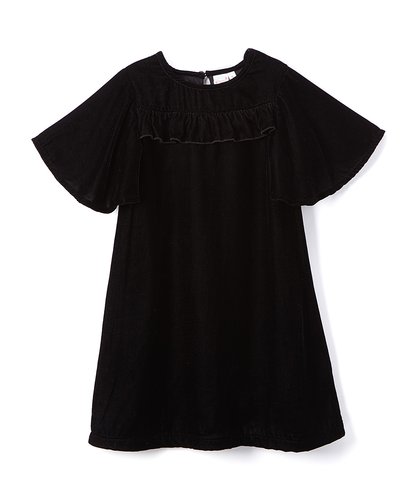 Black Velvet Ruffle Shift Dress - Kids Wholesale Boutique Clothing, Dress - Girls Dresses, Yo Baby Wholesale - Yo Baby