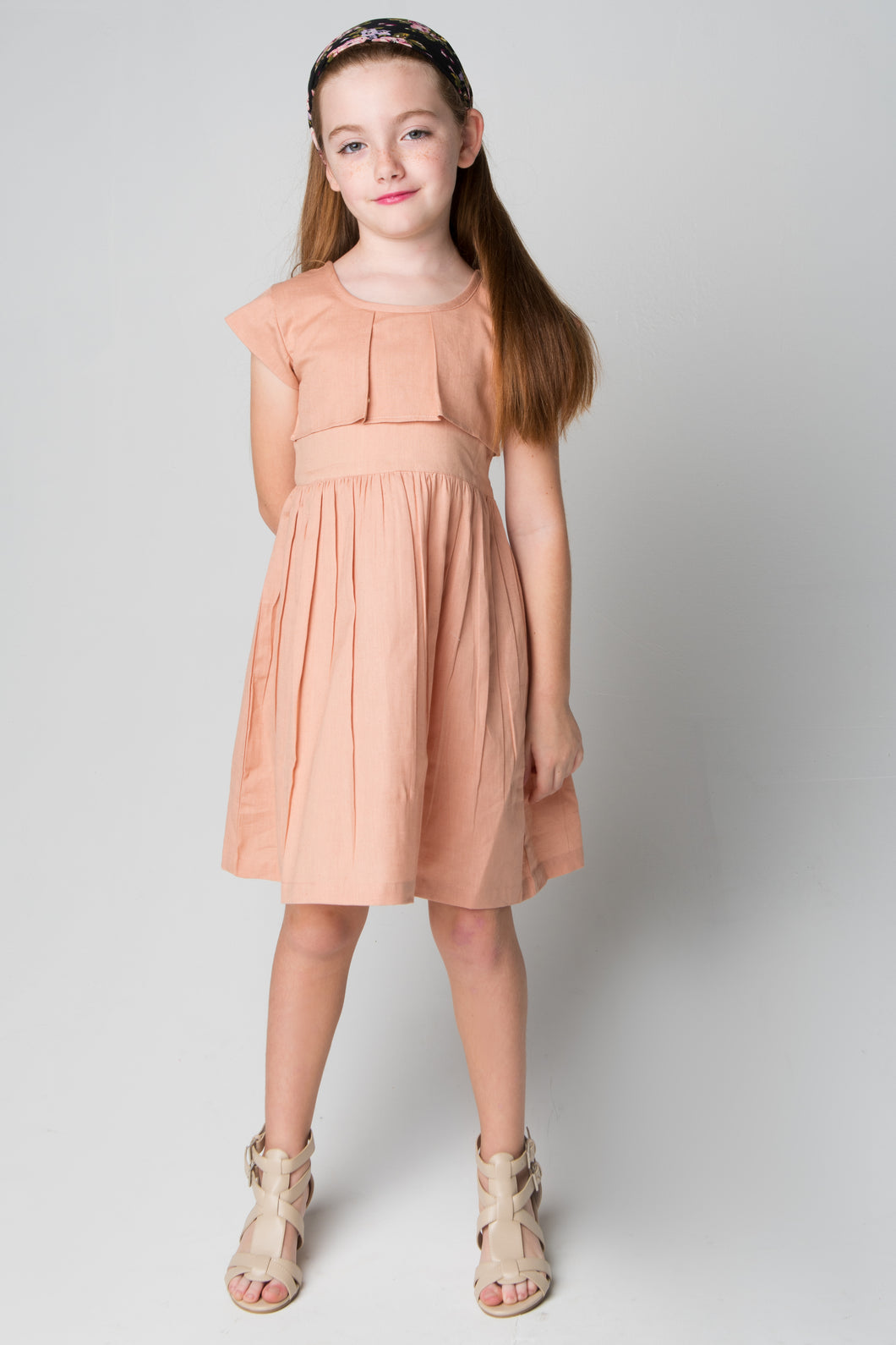 Blush Layered Dress With Belt Tie - Kids Wholesale Boutique Clothing, Dress - Girls Dresses, Yo Baby Wholesale - Yo Baby