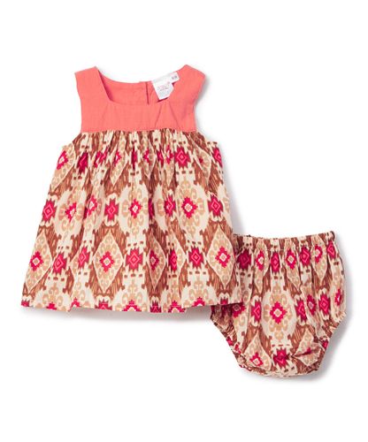 Brown & Orange Abstract Babydoll Dress with Diaper Cover 2pc.set - Kids Wholesale Boutique Clothing, 2-pc. set - Girls Dresses, Yo Baby Wholesale - Yo Baby