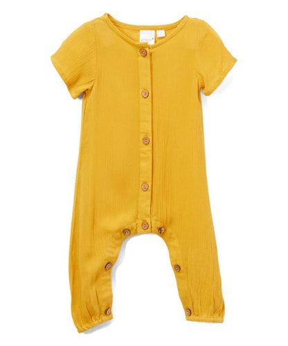 Mustard Unisex Infant Half Sleeve Romper