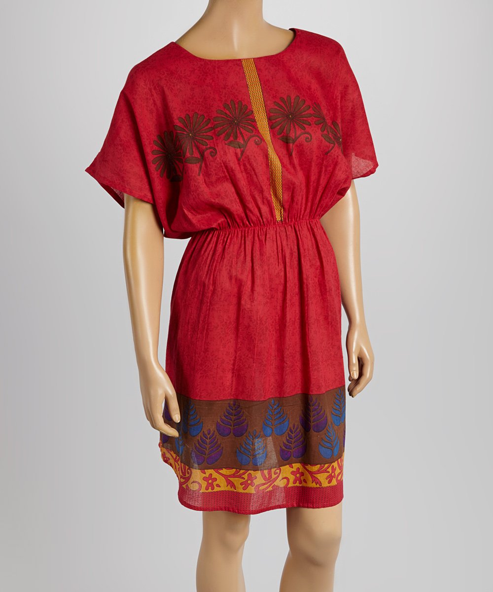 Robe Dolman Feuille Rouge