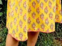 Yellow Floral Printed Frill and Lace Detail Dress